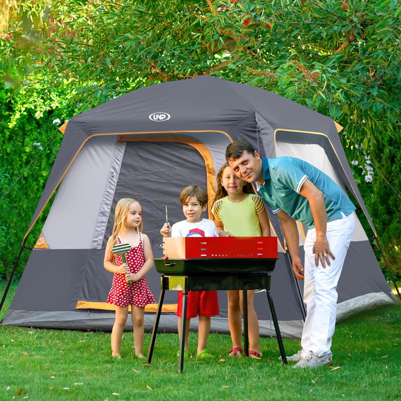 UNP 4-Person Tent, Portable Cabin Tent, Camping Tent 4-Person Easy Set Up, Waterproof with Top Rainfly for Outdoor Camping/Hiking (Gray) - Image 5