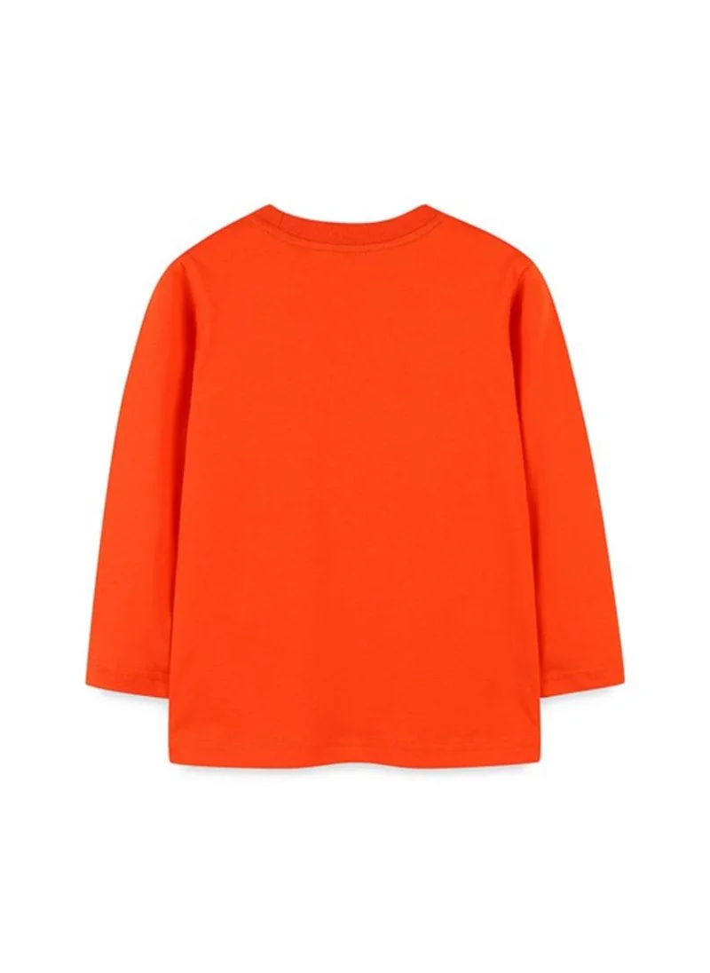 YUNIQEE Orange Printed Round Neck Cotton T-shirt
