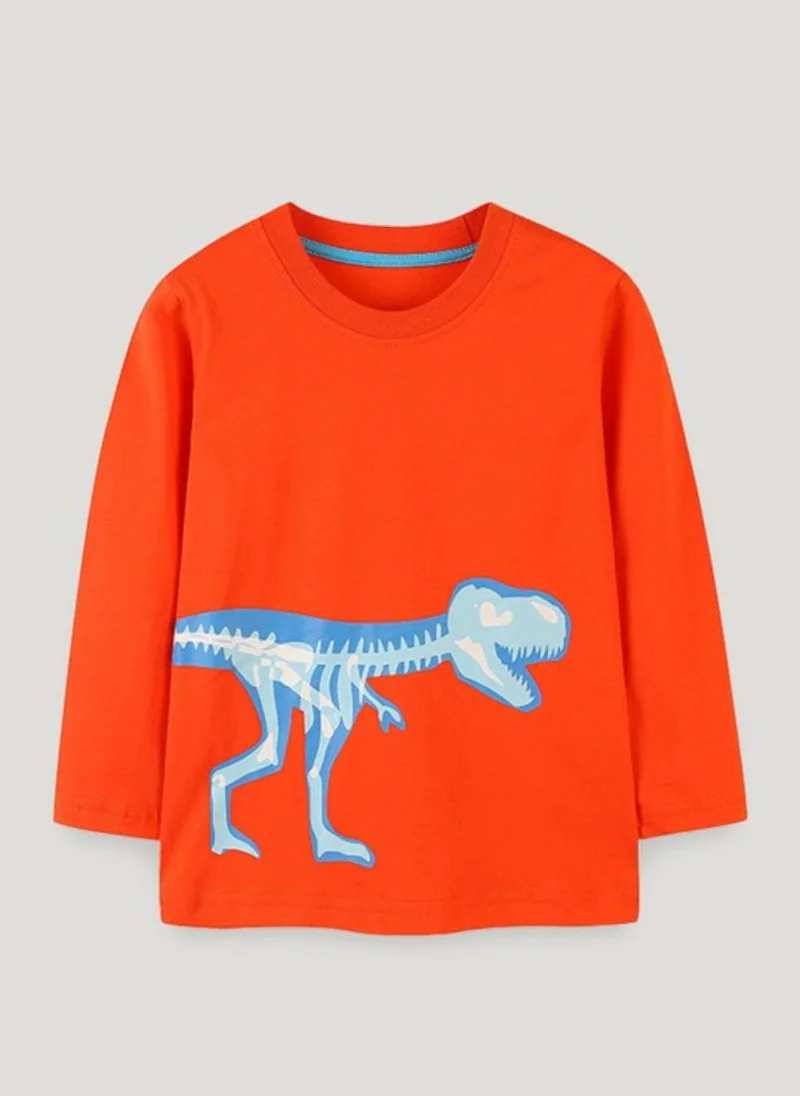 YUNIQEE Orange Printed Round Neck Cotton T-shirt