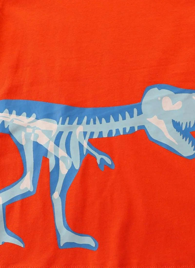 YUNIQEE Orange Printed Round Neck Cotton T-shirt