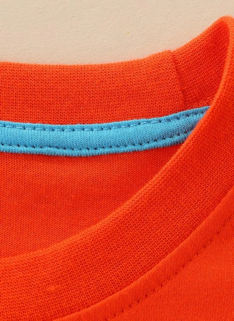 YUNIQEE Orange Printed Round Neck Cotton T-shirt