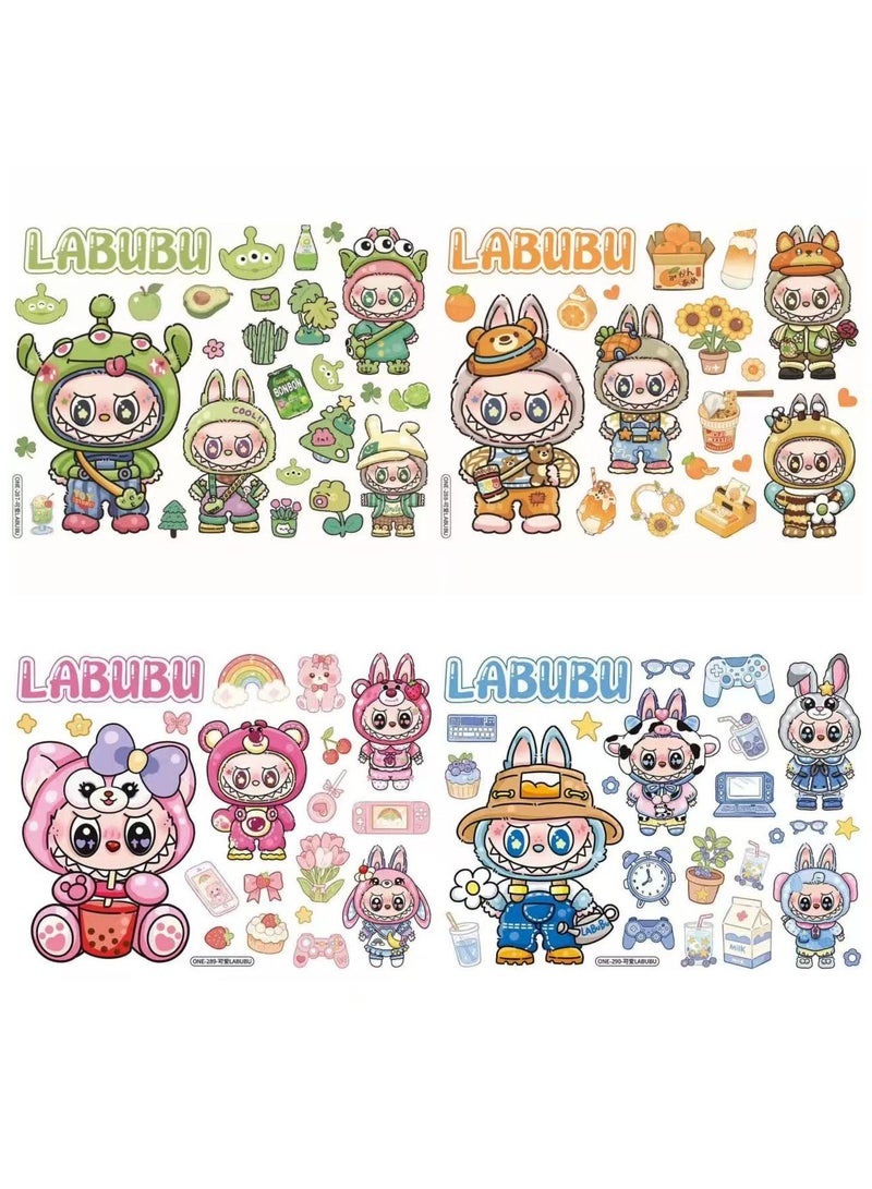 لابوبو أربعة ملصقات LABUBU DIY كبيرة الحجم للهواتف المحمولة ، زجاجات المياه ، الثلاجات ، الملصقات الزخرفية - Image 1