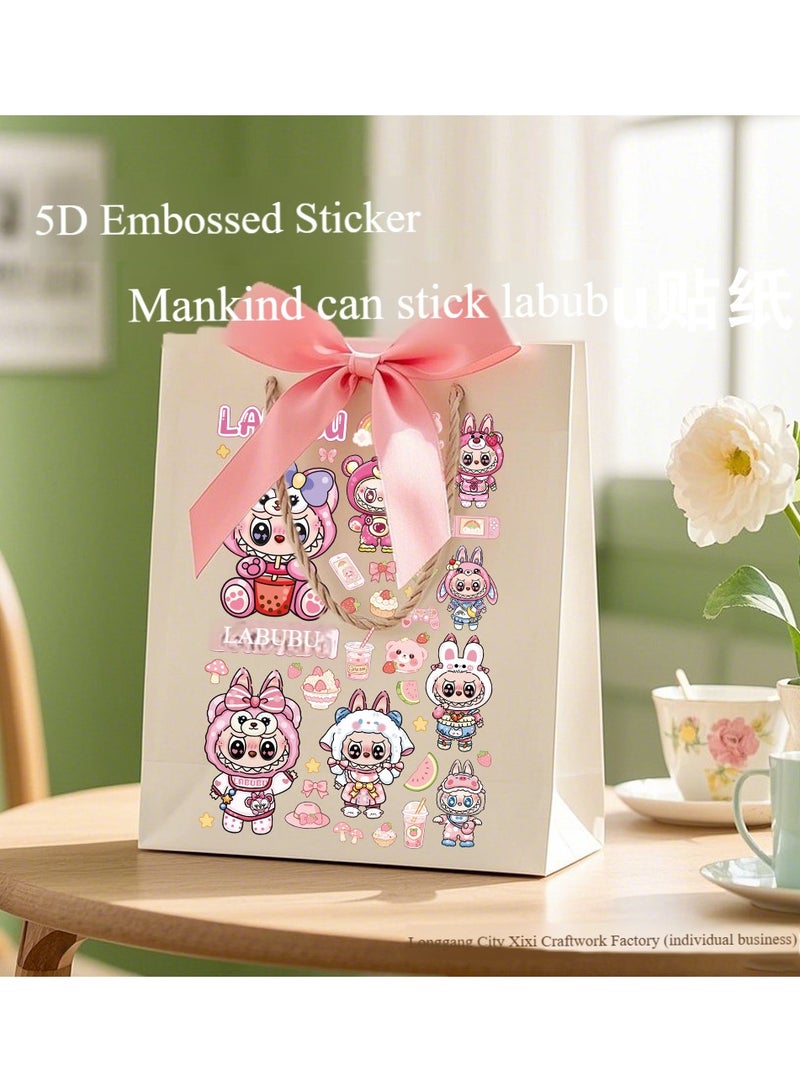 لابوبو أربعة ملصقات LABUBU DIY كبيرة الحجم للهواتف المحمولة ، زجاجات المياه ، الثلاجات ، الملصقات الزخرفية - Image 3