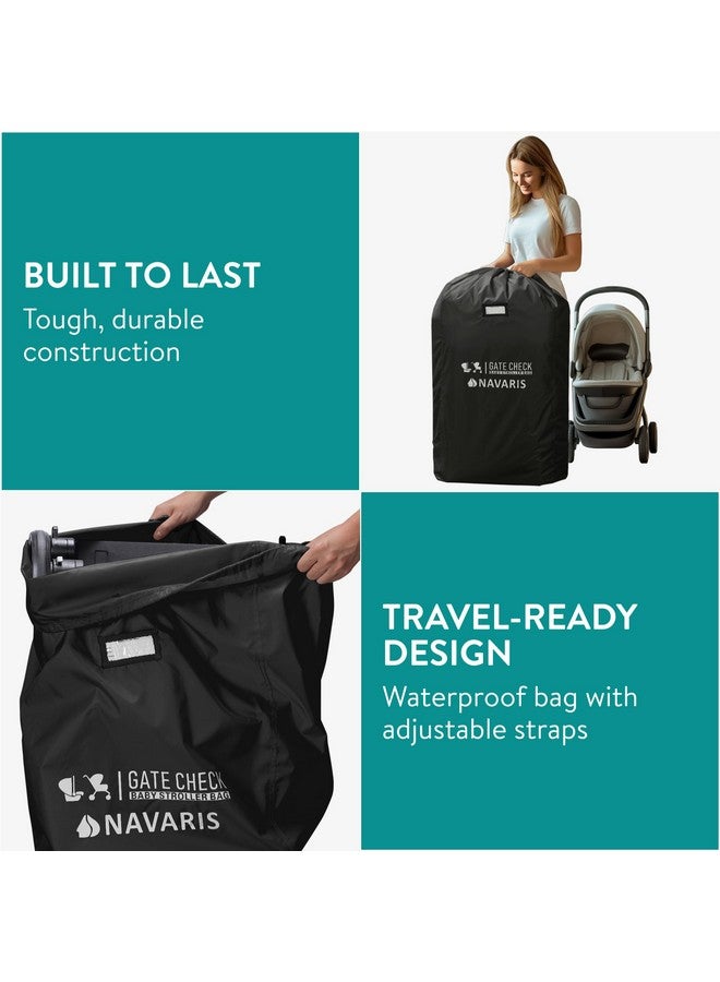 Navaris Baby Seat Bag - Travel Bag for Stroller - Waterproof 210D Oxford - Black, 114 x 53 x 35cm - Image 2