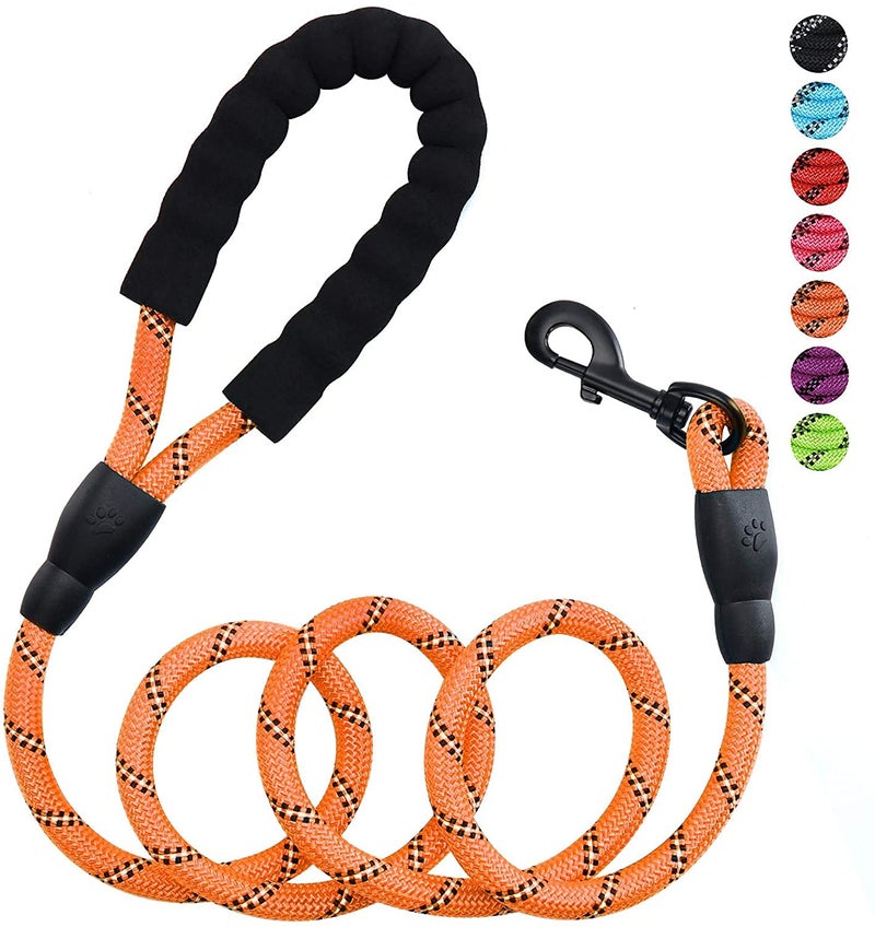 Petology Dog Leash 5FT Long, ½ Inch Thick Reflective Heavy Duty Rope with Anti-Slip Padded Handle for Small & Medium Dogs (Orange, 5 Feet - Small & Medium Dogs) - Image 1