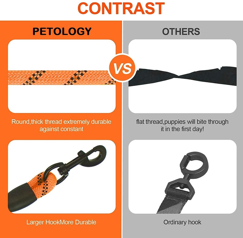 Petology Dog Leash 5FT Long, ½ Inch Thick Reflective Heavy Duty Rope with Anti-Slip Padded Handle for Small & Medium Dogs (Orange, 5 Feet - Small & Medium Dogs) - Image 5
