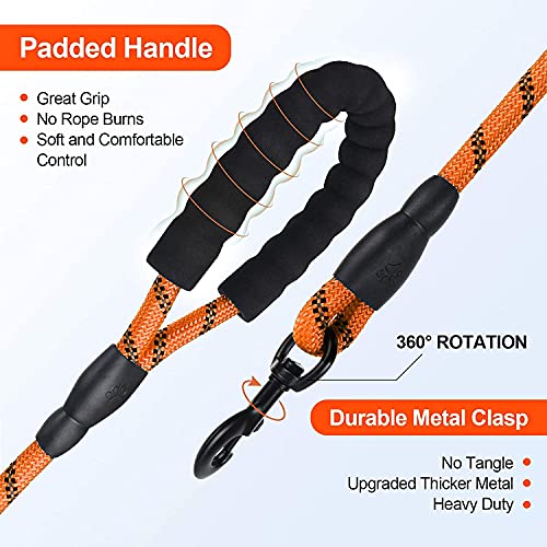 Petology Dog Leash 5FT Long, ½ Inch Thick Reflective Heavy Duty Rope with Anti-Slip Padded Handle for Small & Medium Dogs (Orange, 5 Feet - Small & Medium Dogs) - Image 3