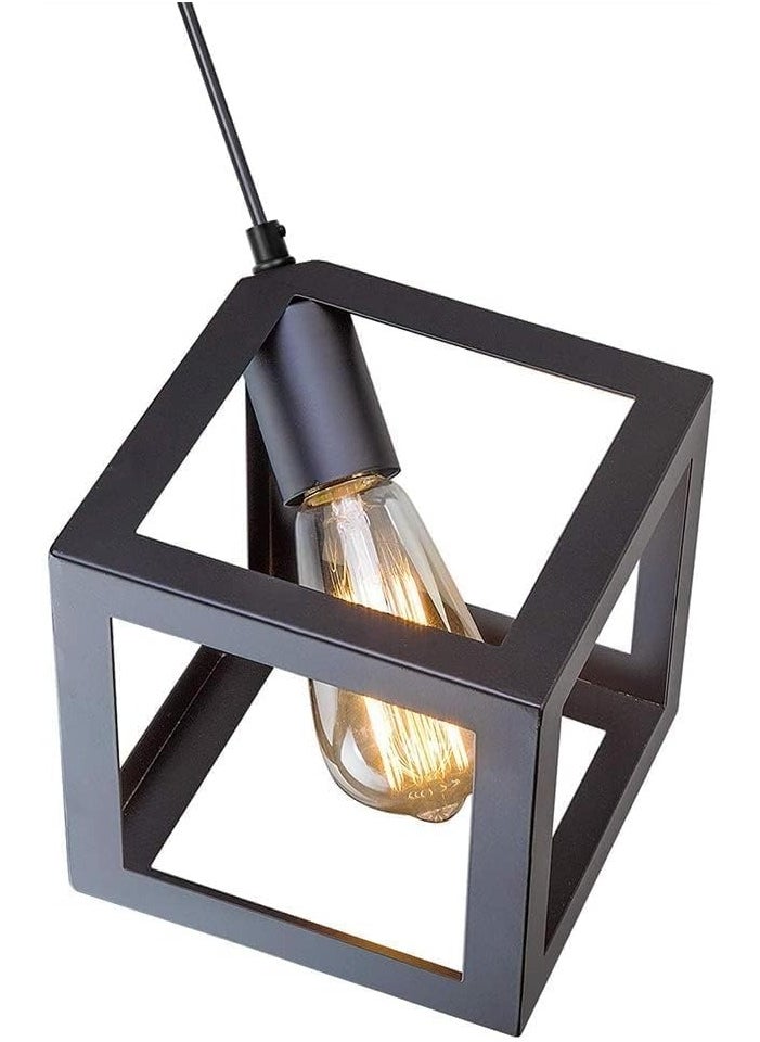 JOGAMS Pendant Light Black Ceiling Light 3 Lamp Industrial Rustic Vintage Wrought Iron Geometric Modern Square Ceiling Hanging Lighting Fixture Kitchen Island Dining Room Living Room Hallway  - Image 5