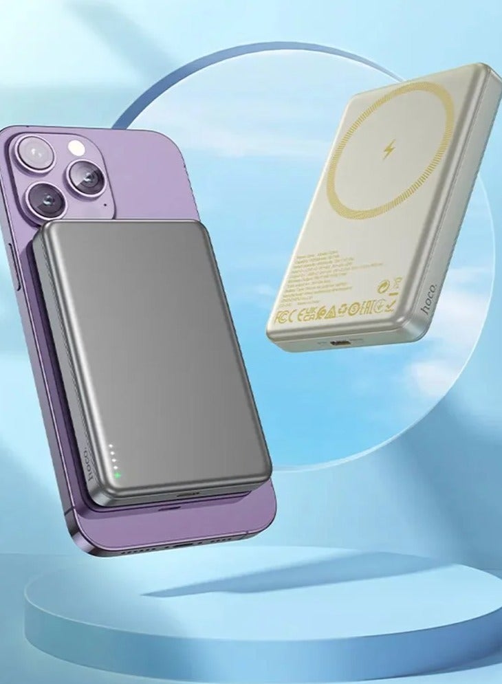 هوكو باور بانك هوكو كيو 26 جوي PD20W مغناطيسي ماج سيف سريع الشحن، 5000 مللي أمبير/ساعة، ابيض - Image 2