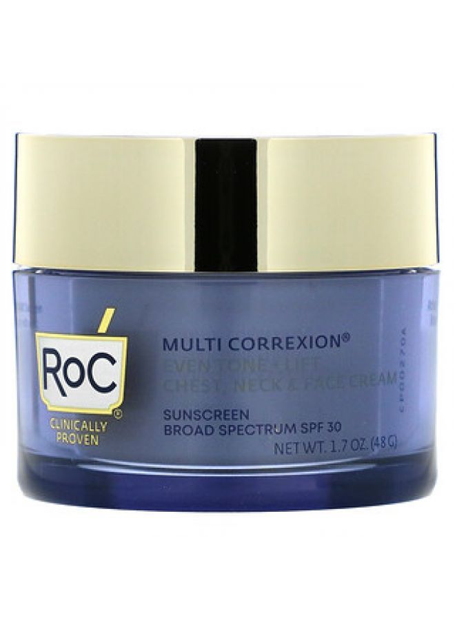 RoC Multi Correxion Even Tone  Lift 5 In 1 Chest Neck & Face Cream SPF 30 1.7 oz 48 g