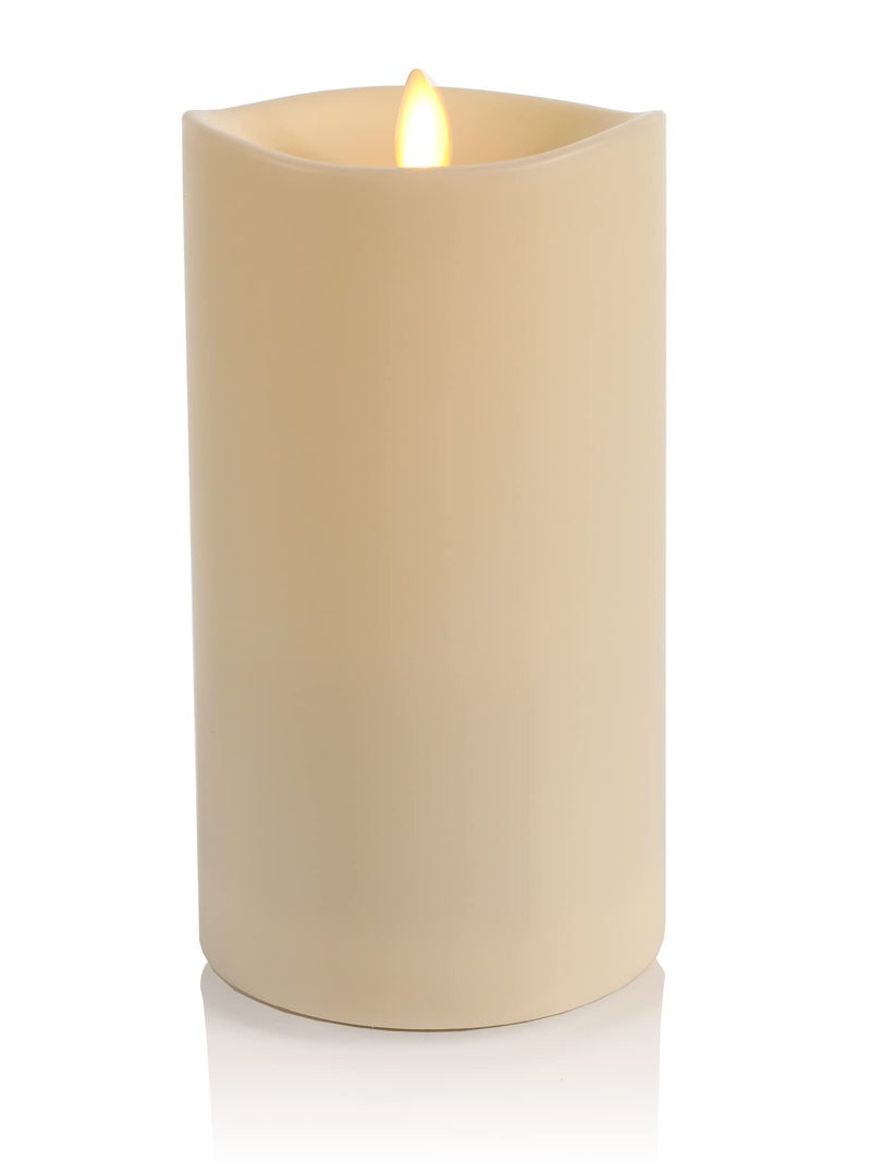 Luminara Outdoor Flameless LED Ivory Candle Melted Edge 375 x 7 Real Moving Flame Battery Operated Timer Plastic WeatherResistant