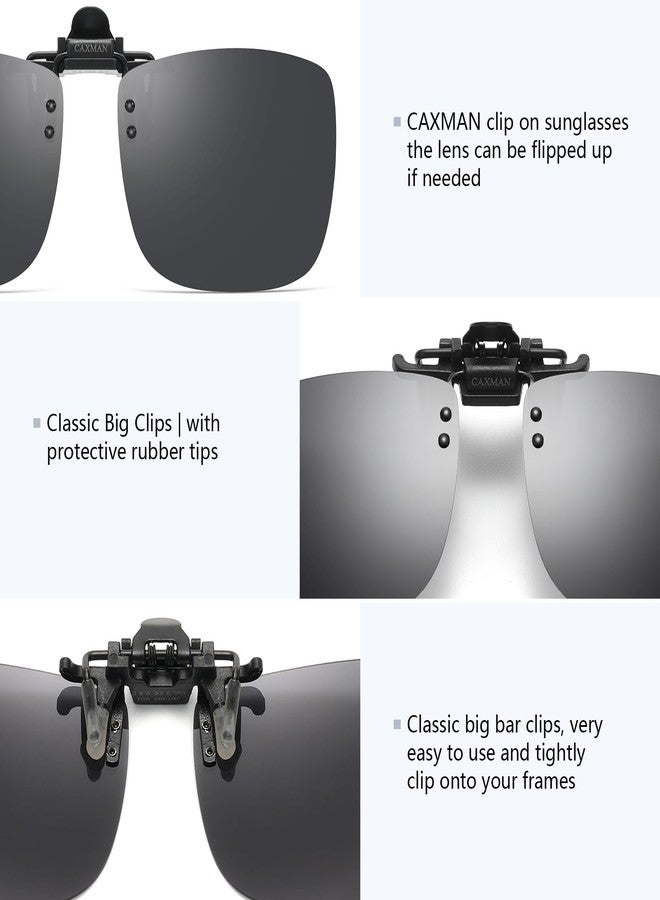 نظارات شمسية CAXMAN مستقطبة قابلة للتركيب فوق النظارات الطبية للرجال والنساء، حماية من الأشعة فوق البنفسجية، عدسات رمادية قابلة للطي، 60 × 47 مم - Image 3