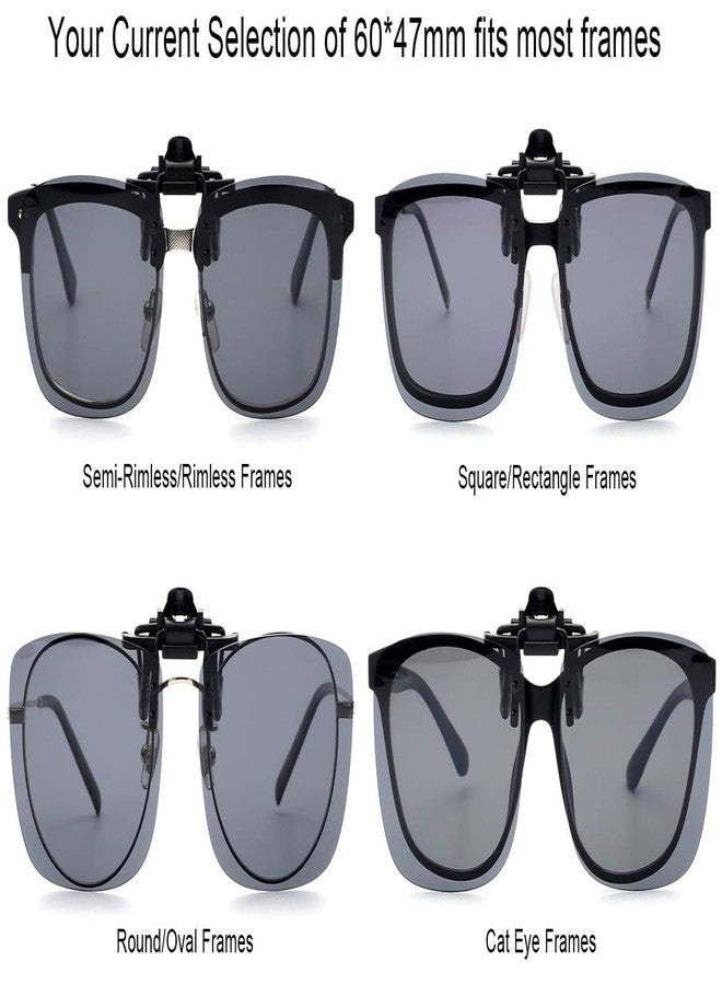 نظارات شمسية CAXMAN مستقطبة قابلة للتركيب فوق النظارات الطبية للرجال والنساء، حماية من الأشعة فوق البنفسجية، عدسات رمادية قابلة للطي، 60 × 47 مم - Image 5