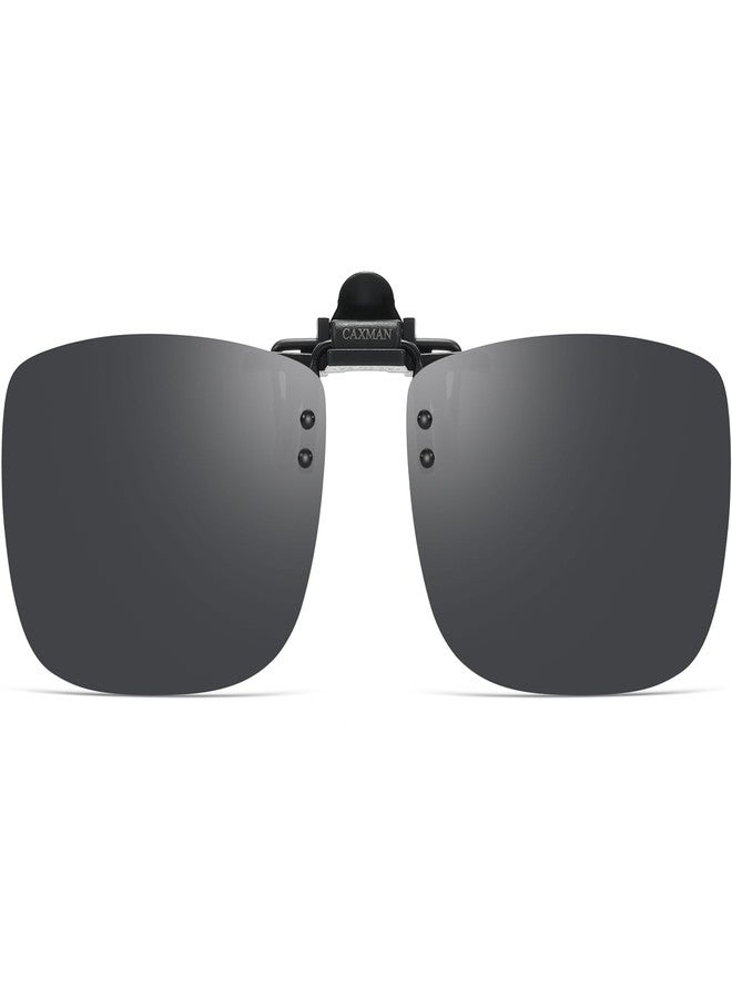 نظارات شمسية CAXMAN مستقطبة قابلة للتركيب فوق النظارات الطبية للرجال والنساء، حماية من الأشعة فوق البنفسجية، عدسات رمادية قابلة للطي، 60 × 47 مم - Image 1