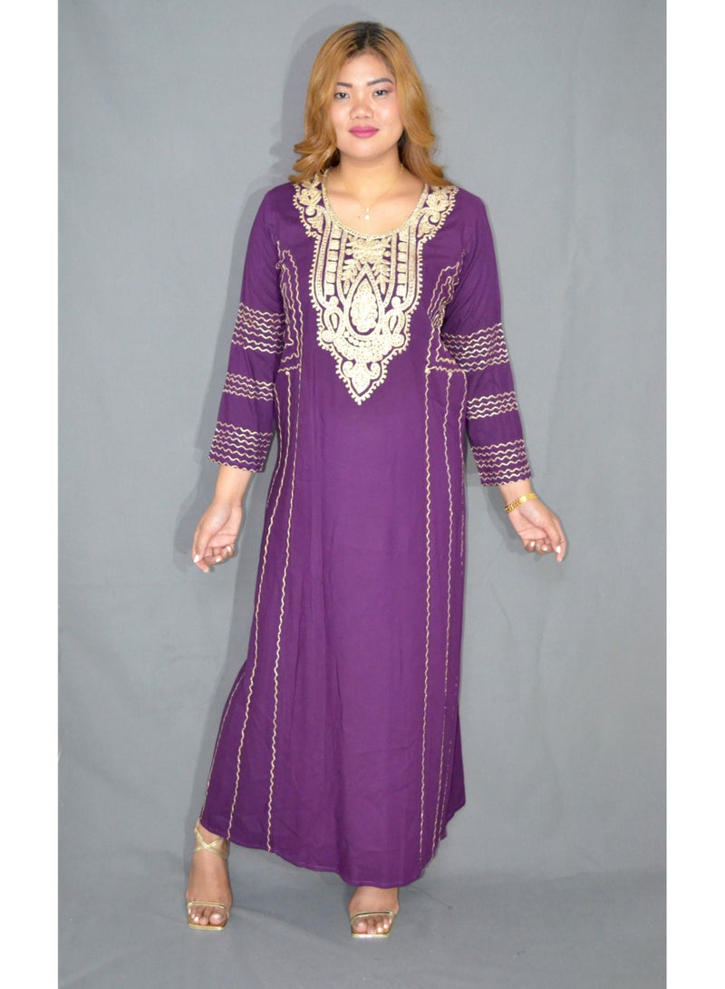 Zainah Elegant Women’s Jalabiya Dress – Modest Long Dress with Embroidered Details | Soft Viscose-Polyester Blend | Perfect for Casual & Formal Wear  - Image 1