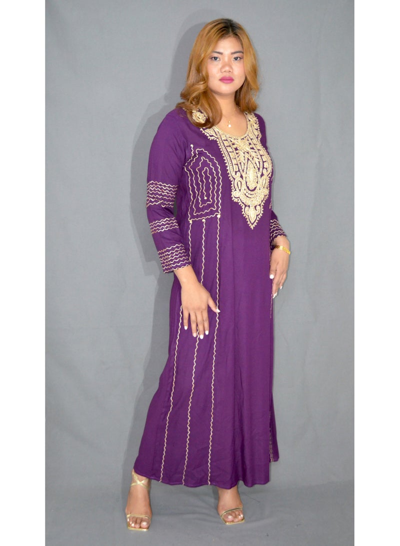 Zainah Elegant Women’s Jalabiya Dress – Modest Long Dress with Embroidered Details | Soft Viscose-Polyester Blend | Perfect for Casual & Formal Wear  - Image 5