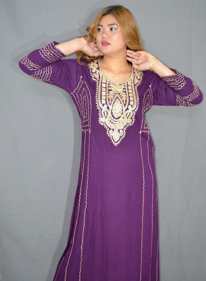 Zainah Elegant Women’s Jalabiya Dress – Modest Long Dress with Embroidered Details | Soft Viscose-Polyester Blend | Perfect for Casual & Formal Wear  - Image 2