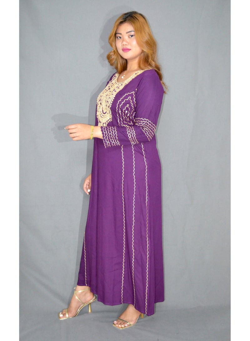 Zainah Elegant Women’s Jalabiya Dress – Modest Long Dress with Embroidered Details | Soft Viscose-Polyester Blend | Perfect for Casual & Formal Wear  - Image 4