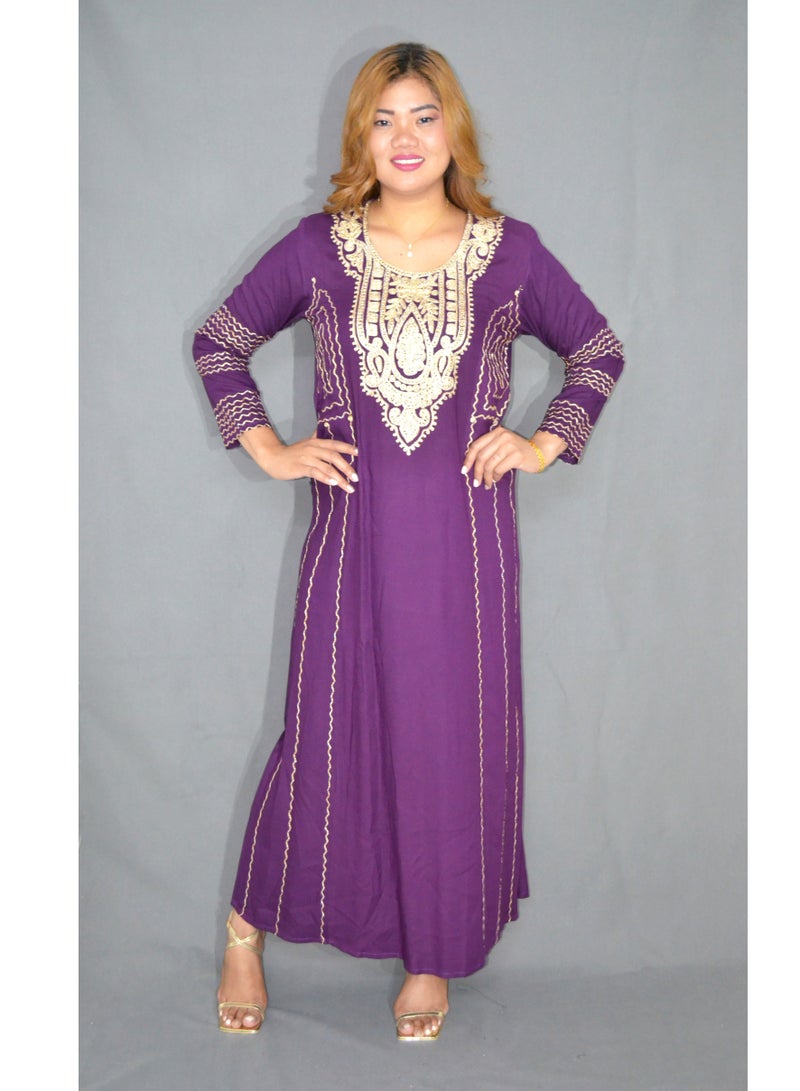 Zainah Elegant Women’s Jalabiya Dress – Modest Long Dress with Embroidered Details | Soft Viscose-Polyester Blend | Perfect for Casual & Formal Wear  - Image 3