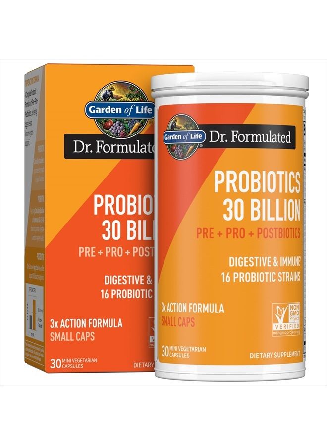 Garden of Life Dr Formulated Once Daily 3-in-1 Complete Probiotics, Prebiotics & Postbiotics - PRE + PRO + POSTBIOTIC Supplement for Adults' Digestive & Immune Health, 30 Billion CFU, 30 Day Supply  - Image 1