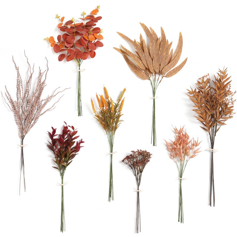 Serra Flora Artificial Greenery Stems Filler Combo Box Set48pcs with 8 Kinds of Faux Foliage Picks for DIY Bridal Bouquets Wedding Flowers Arrangement Party Table Centerpieces