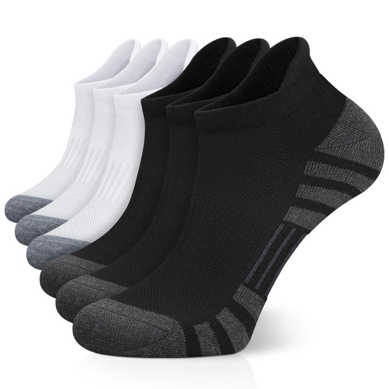 Airacker Ankle Athletic Running Socks Cushioned Breathable Low Cut Sports Tab Socks for Men and Women (6 Pairs) - Image 1