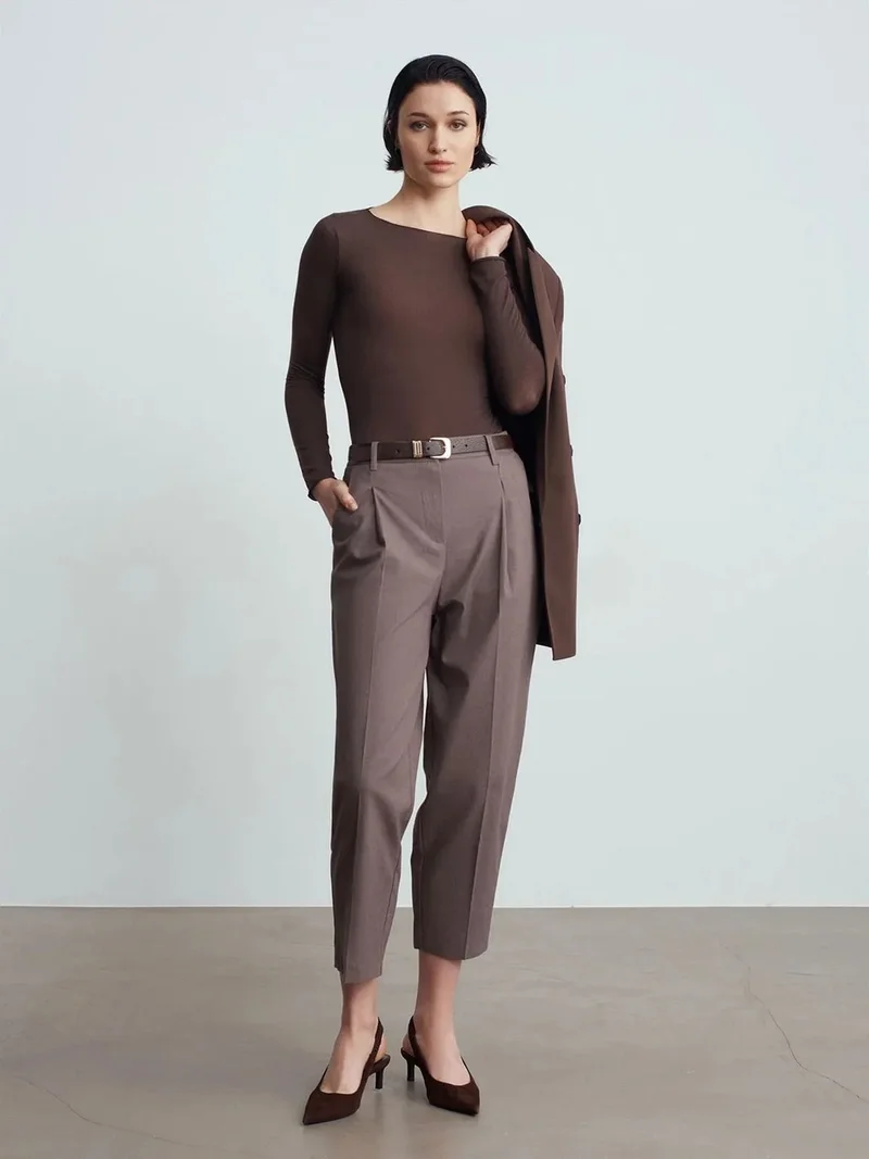 ديلفين Dilvin Belted Straight-Leg Trousers