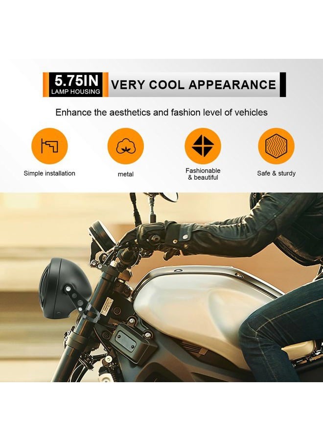 Autokun 5.75 Inch Headlight Bucket Universal 5 3/4 Motorcycle Led Headlight Housing w/Mounting Brackets Fit 32-40mm Fork Tube - Image 5