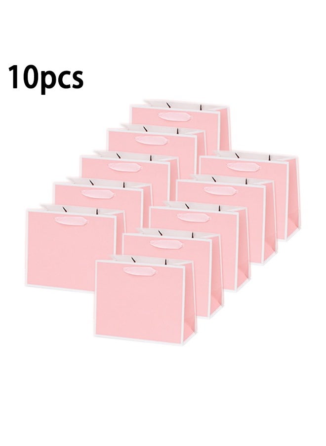 Zeemey 10 Pieces Party Favor Bags,Shopping Bag,Party Bags For Kids, supplies Snack candy Gift Bag Food Bags,Bags For Birthday Wedding Celebrations Party Favors 27*21*8（Pink）  - Image 1