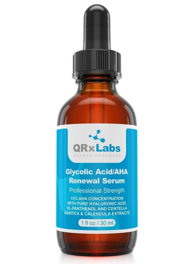 QRxLabs Glycolic Acid/AHA 15% Renewal Serum for Face - Brightening, Smoothing, Exfoliant Serum for Night & Day - Fine Lines, Dark Spots & Wrinkles Treatment - Glycolic Acid 15% Serum - 1 fl oz Bottle - Image 1