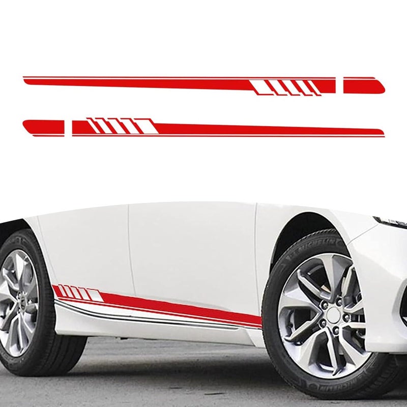 Tesnaao Pack2 Car Side Body Decals 452 x 8858 Waterproof PVC Vehicle DIY Decorative Stickers Universal Automotive Creative Stripe for Truck SUV Racing Car Motorcycle Bike Red - Image 3