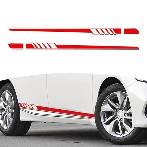 Tesnaao Pack2 Car Side Body Decals 452 x 8858 Waterproof PVC Vehicle DIY Decorative Stickers Universal Automotive Creative Stripe for Truck SUV Racing Car Motorcycle Bike Red - Image 1