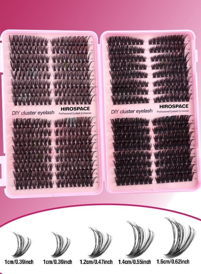 Hirospace 560 Pcs Lash Clusters, Lash Adhesive Glue & Lash Tweezer Set Eyelash Extensions Wispy False Eyelashes Lash Clusters DIY Eyelash Extensions Individual False Eyelashes for Women - Image 2