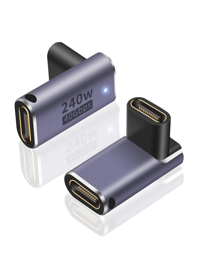 CMGTYYD USB C Coupler 240W, USB C Female to Female Adapter, 90 Degree USB C Coupler Extender Adapter Supports 40Gbps Fast Charging & 8K Video Output for Thunderbolt 4/3 iPad，MacBook, 2Pack  - Image 1