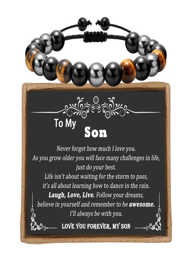 Sereney Easter Basket Stuffers for Teen Boys Adult Son Bracelet from Mom Dad, Handmade Easter Gift for Adult Son Gifts from Mom as Protection Men Identification Bracelet Birthday Gifts for Boys - Image 1