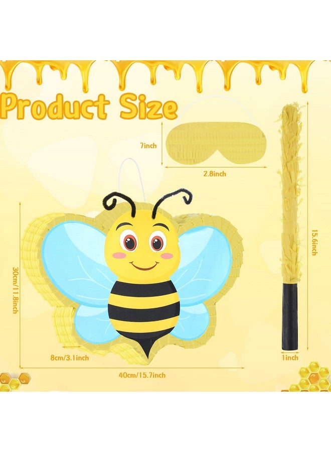 Capoda Bees Themed Pinata Bees Themed Party Pinata With Blindfold And Stick For Gender Reveal Party Baby Shower Birthday Animal Theme Party Game Activity Decoration - Image 3