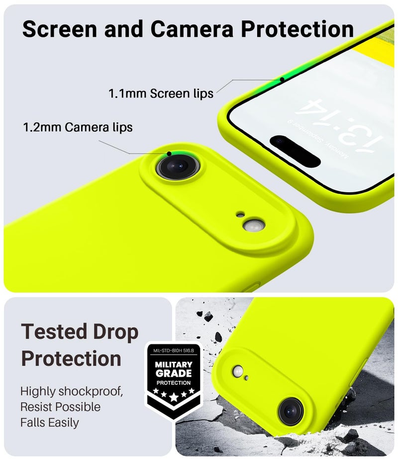 OTOFLY Magnetic for iPhone 17 Air Case,Compatible with Magsafe,Classic Liquid Silicone Mobile Phone Case,Integrated Camera Control Button,Anti-Scratch Microfiber Lining, Neon Yellow - Image 5