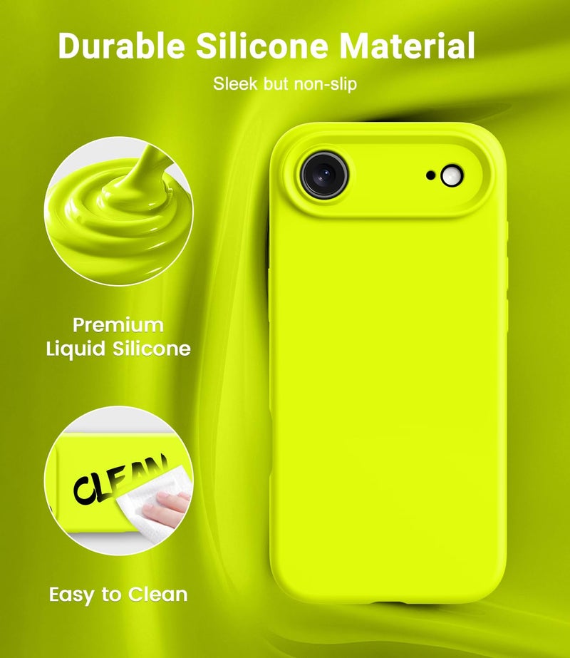 OTOFLY Magnetic for iPhone 17 Air Case,Compatible with Magsafe,Classic Liquid Silicone Mobile Phone Case,Integrated Camera Control Button,Anti-Scratch Microfiber Lining, Neon Yellow - Image 3