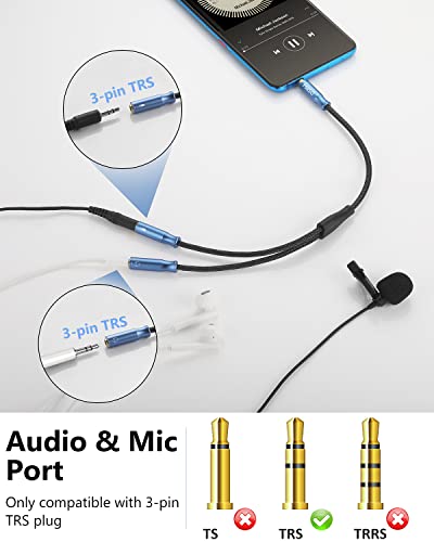 MillSO Headphone Mic Splitter 3.5mm Headset Adapter TRRS Male to 2 TRS Female [Nylon Braid & Young Series] Mic & Audio Y Splitter Cable for Gaming Headset to PC, Xbox, Laptop, PS4, PS5 - Image 3