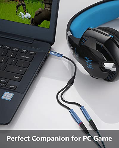 MillSO Headphone Mic Splitter 3.5mm Headset Adapter TRRS Male to 2 TRS Female [Nylon Braid & Young Series] Mic & Audio Y Splitter Cable for Gaming Headset to PC, Xbox, Laptop, PS4, PS5 - Image 2