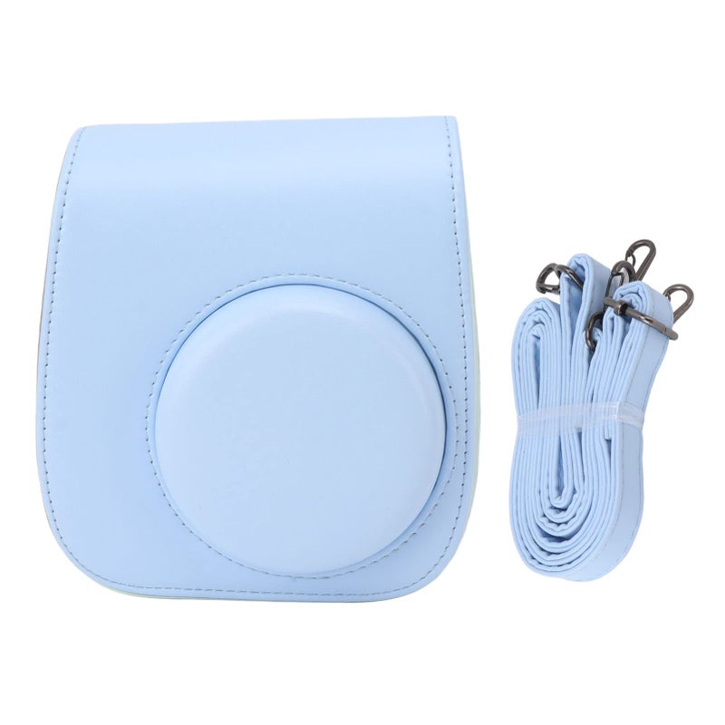 Blue Instant Camera Bag Adjustable Strap PU Leather Case For Mini 12 11 Travel Camping Compact Lightweight Scratch Protection - Image 2