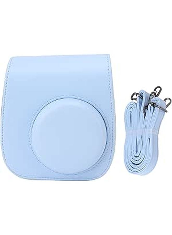 Blue Instant Camera Bag Adjustable Strap PU Leather Case For Mini 12 11 Travel Camping Compact Lightweight Scratch Protection - Image 1