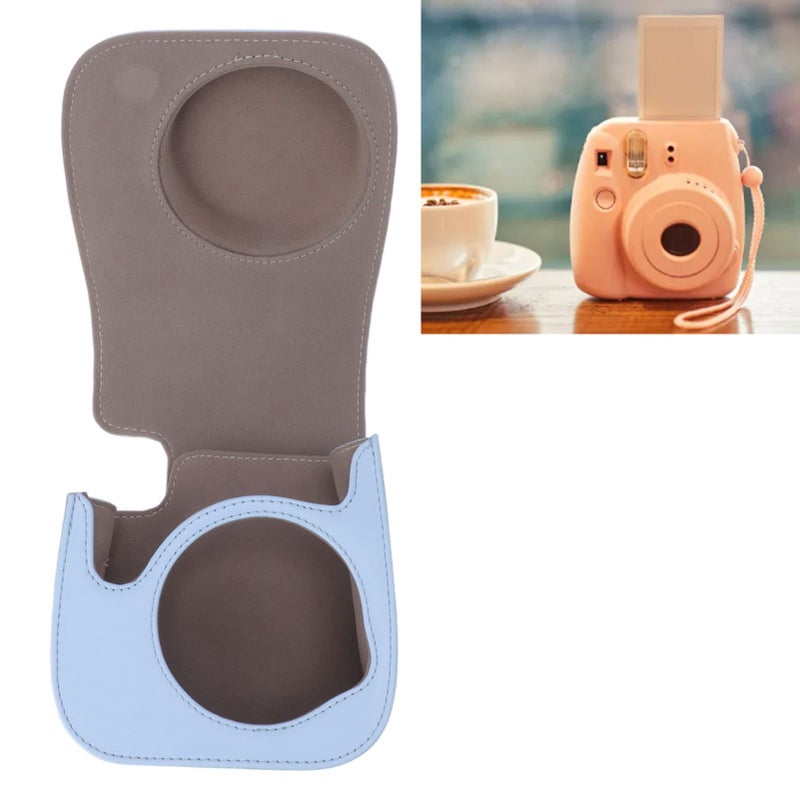 Blue Instant Camera Bag Adjustable Strap PU Leather Case For Mini 12 11 Travel Camping Compact Lightweight Scratch Protection - Image 5