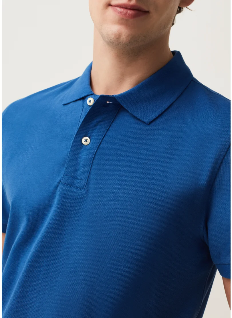 او في اس Ovs Organic Cotton Pique Polo Shirt