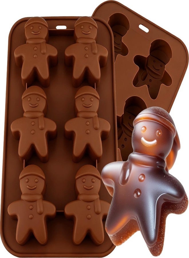 LLPMutu 2Pack Christmas Gingerbread Man Molds Large 6-Cavity Christmas Molds Shaped with Gingerbread Man Christma Silicone Mold Baking Gingerbreads Mans for Chocolates Candy Jello Ice Cubes Soaps Candles - Image 1