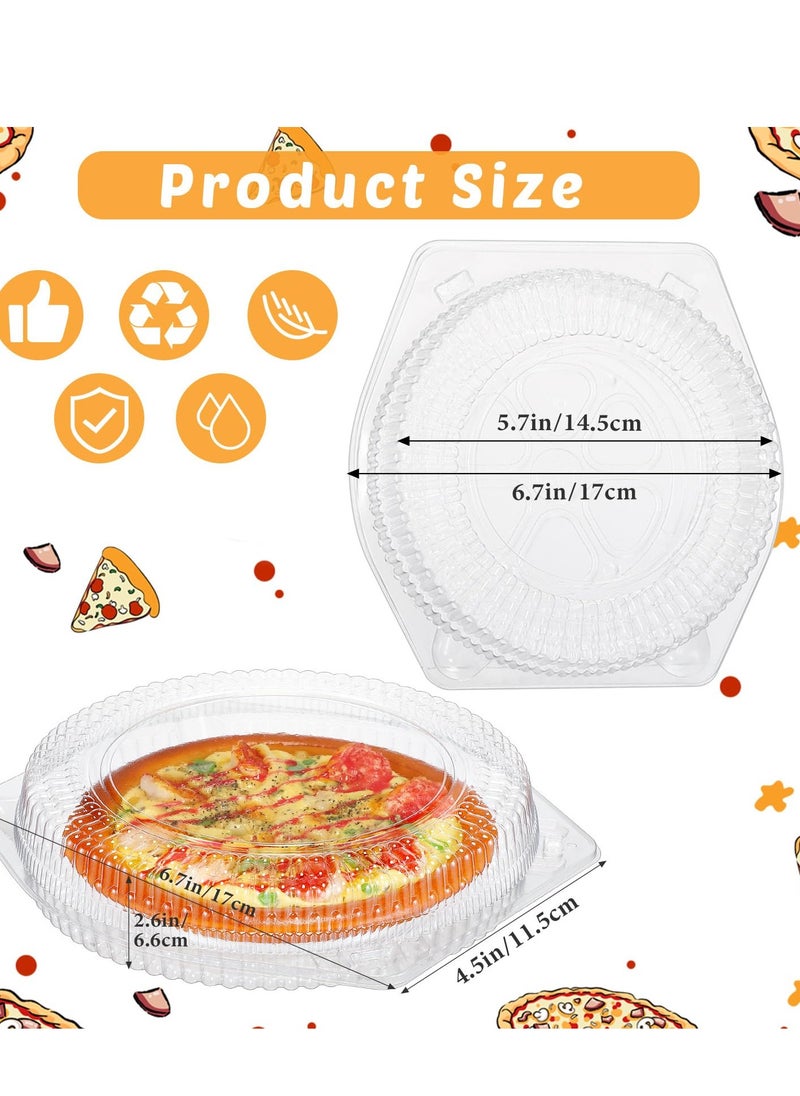 100 Pcs 6.7" Plastic Disposable Pie Containers with Hinged Locking Lids, Clamshell Flan Cake Container for Food Transport