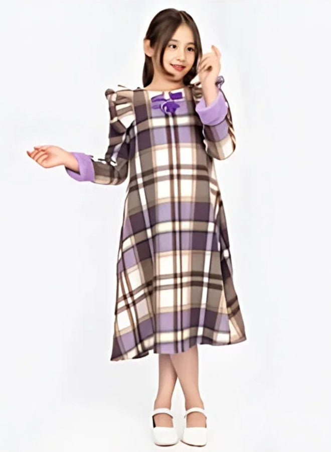 عبايات حوراء فستان شتوي بناتي باللون البنفسجي - Image 1