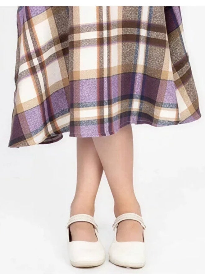 عبايات حوراء فستان شتوي بناتي باللون البنفسجي - Image 3