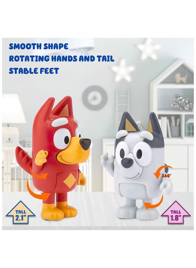 BLUEYE Store 8 PCS Bluey Action Toys Playset, Wolves-Bluey Figurines Family and Friends Set for Toddlers, Muffin Cake Toppers Bandit (Dad) Chilli (Mum) Coco Bingo Snickers Rusty (Small) - Image 4