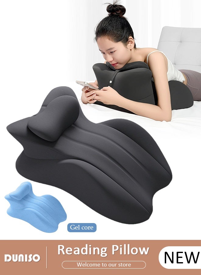 DUNISO Bed Wedge Pillow for Sleeping, Triangle Pillow Wedge for Back Support, Leg Elevation Pillow Relieves Leg Pain, Ergonomic Memory Foam Bed Pillow with Face Down Massage Prone Pillow Function for Reading - Image 1